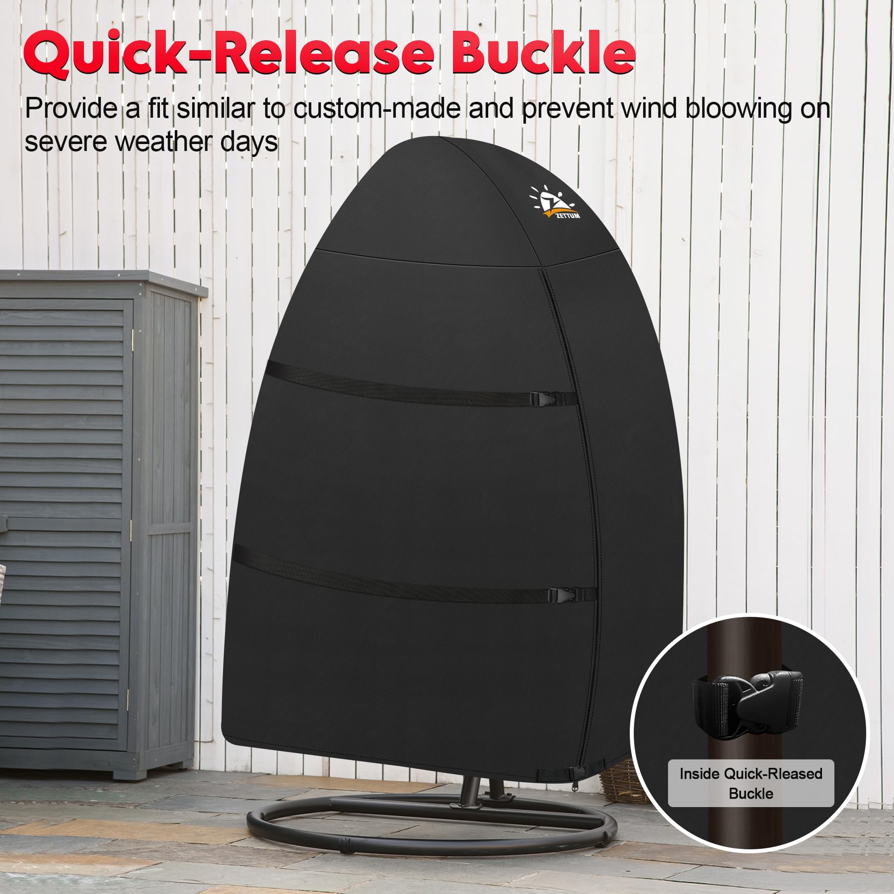Zettum folded cover compact for storage, saves space and stays clean