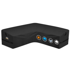 Zettum front view of V-shaped cover protecting sectional, shows full coverage benefit