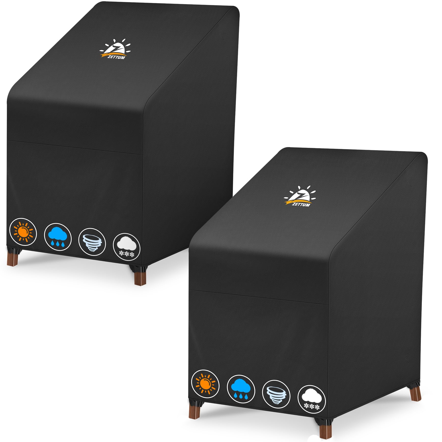 Zettum front view of cover protecting stacked chairs, durable protection