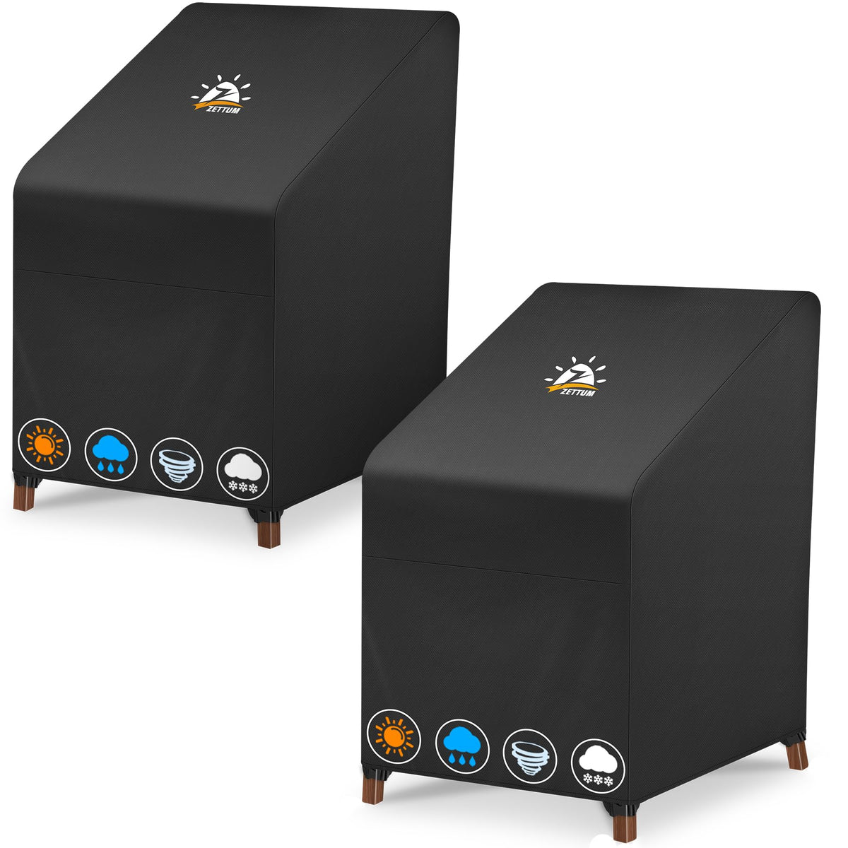 Zettum front view of cover protecting stacked chairs, durable protection