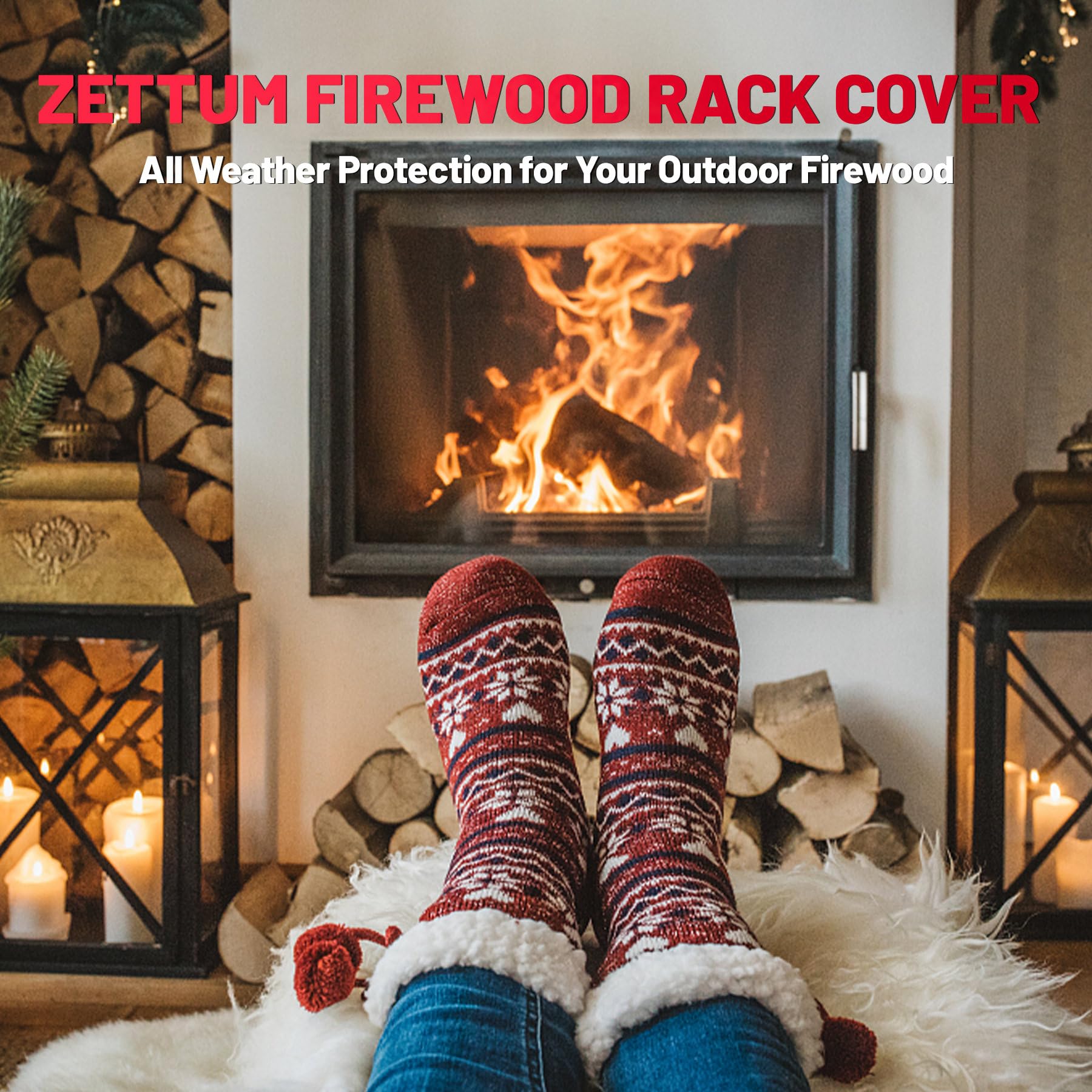 Zettum in a backyard setting keeping logs dry and ready for outdoor fires