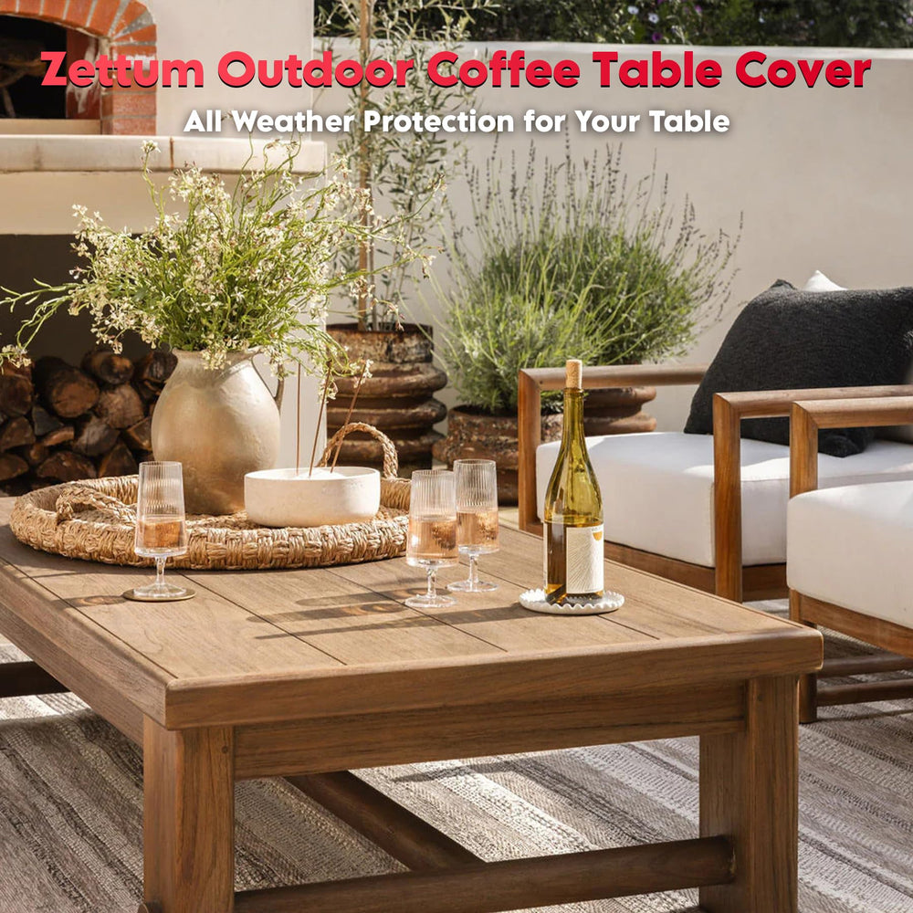 Zettum in a patio lifestyle scene illustrating all-weather outdoor protection
