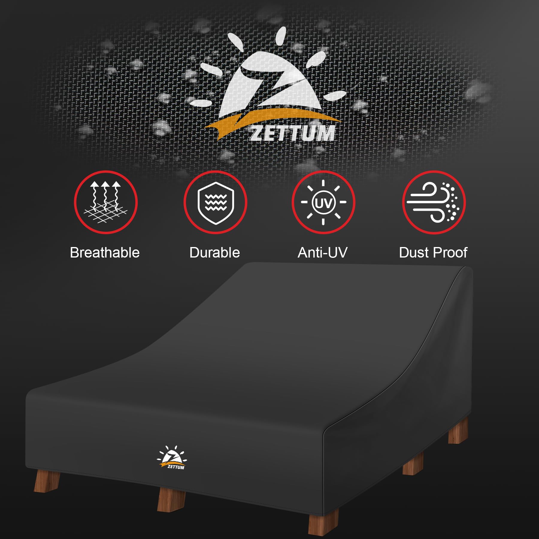 Zettum plastic clip and heavy-duty drawcord detail securing cover against wind
