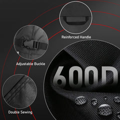 Zettum side view showing 32 inch depth and full coverage drape