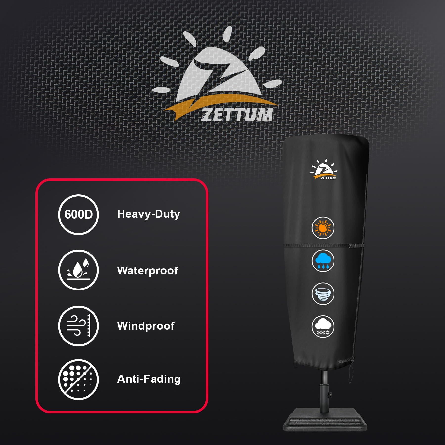 Zettum collapsible support pole in place for easy cover installation
