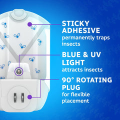 ZEVO blue and UV LEDs detail highlighting effective insect attraction benefit