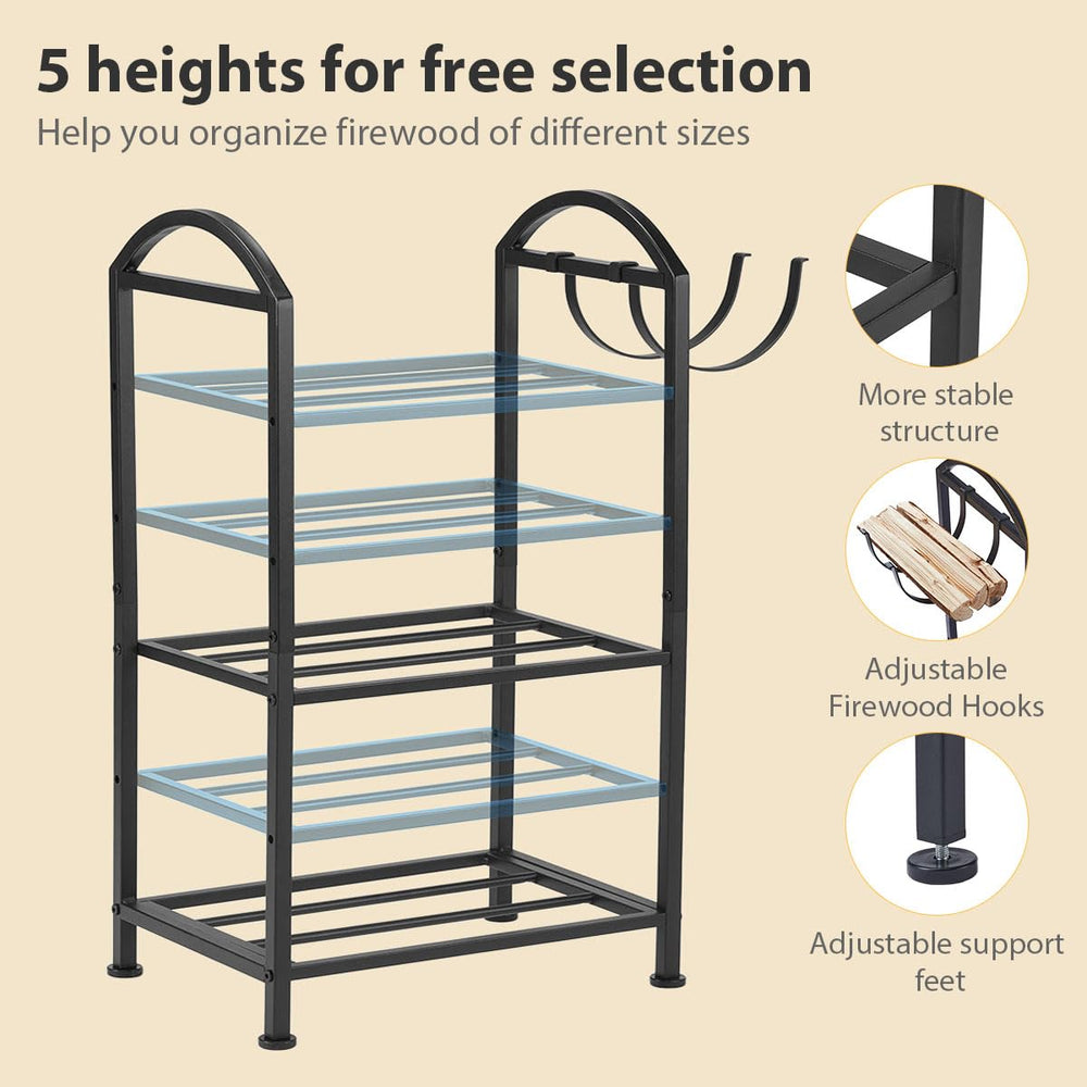 ZEXVIDA adjustable height settings with visual guide for different log sizes