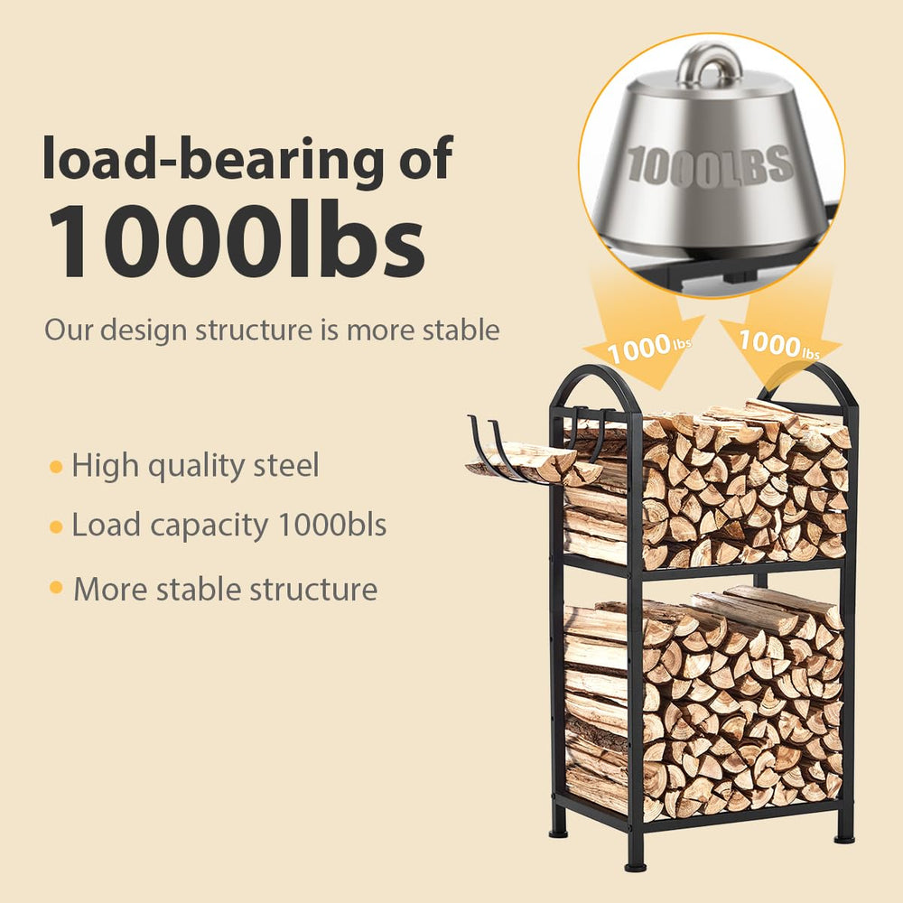 ZEXVIDA included wood hooks holding tools and kindling for easy access
