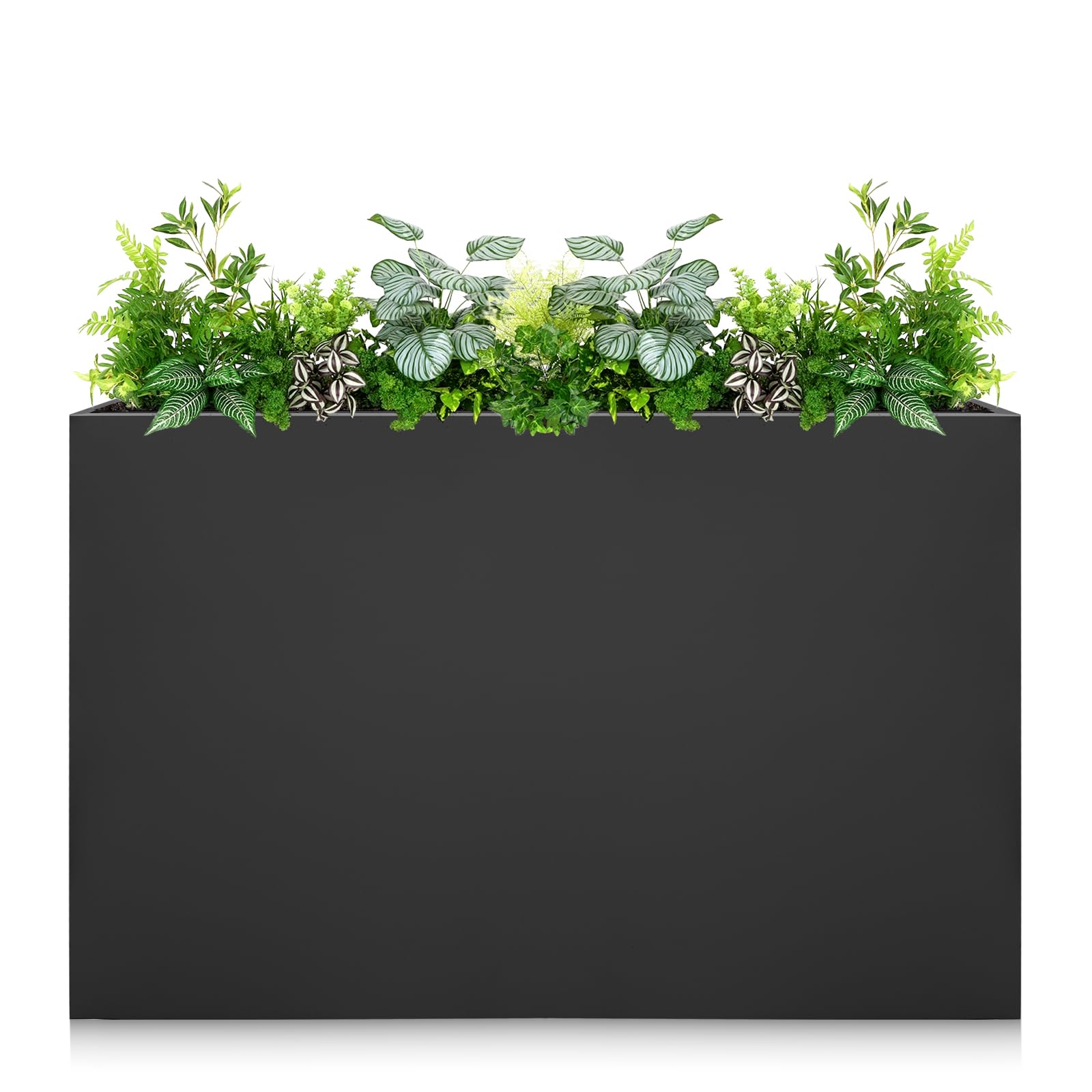 Zezgeuro front view of galvanized planter showing durable weatherproof finish