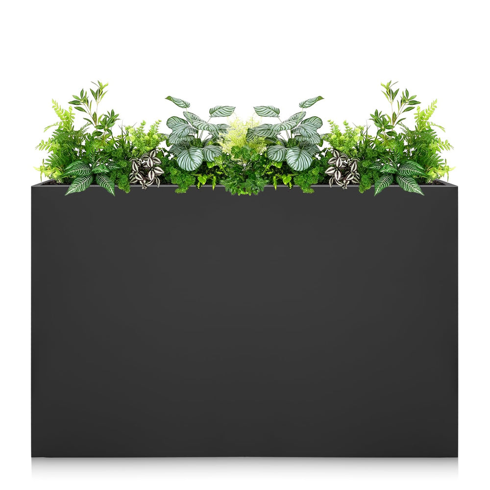 Zezgeuro front view of galvanized planter showing durable weatherproof finish