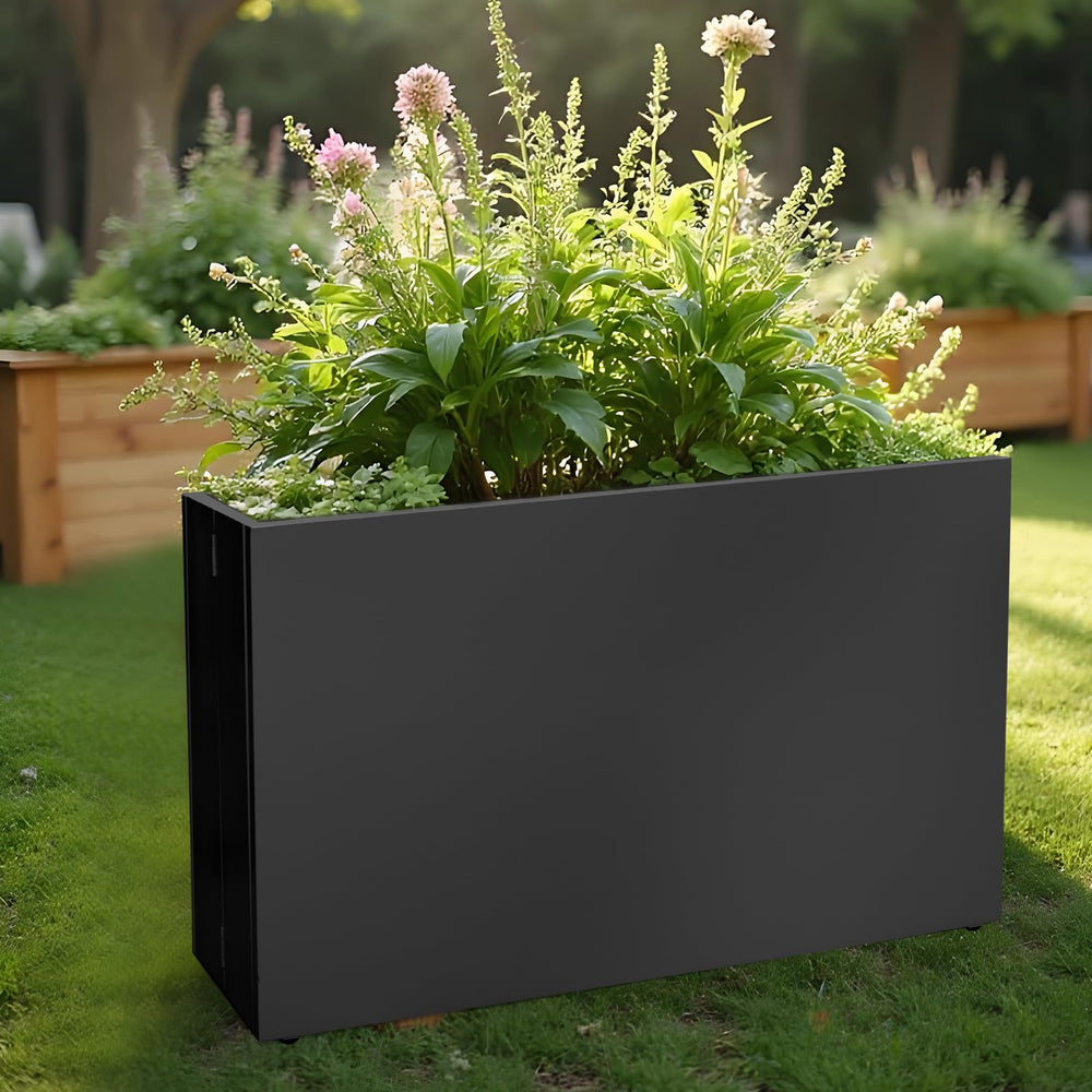 Zezgeuro planter with pots inside illustrating easy pot-in-pot planting option
