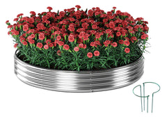 ZFHgarden front view of round galvanized planter showing neat finished edge and durability