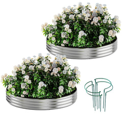 ZFHgarden front view of round galvanized planter showing sturdy construction and curb appeal