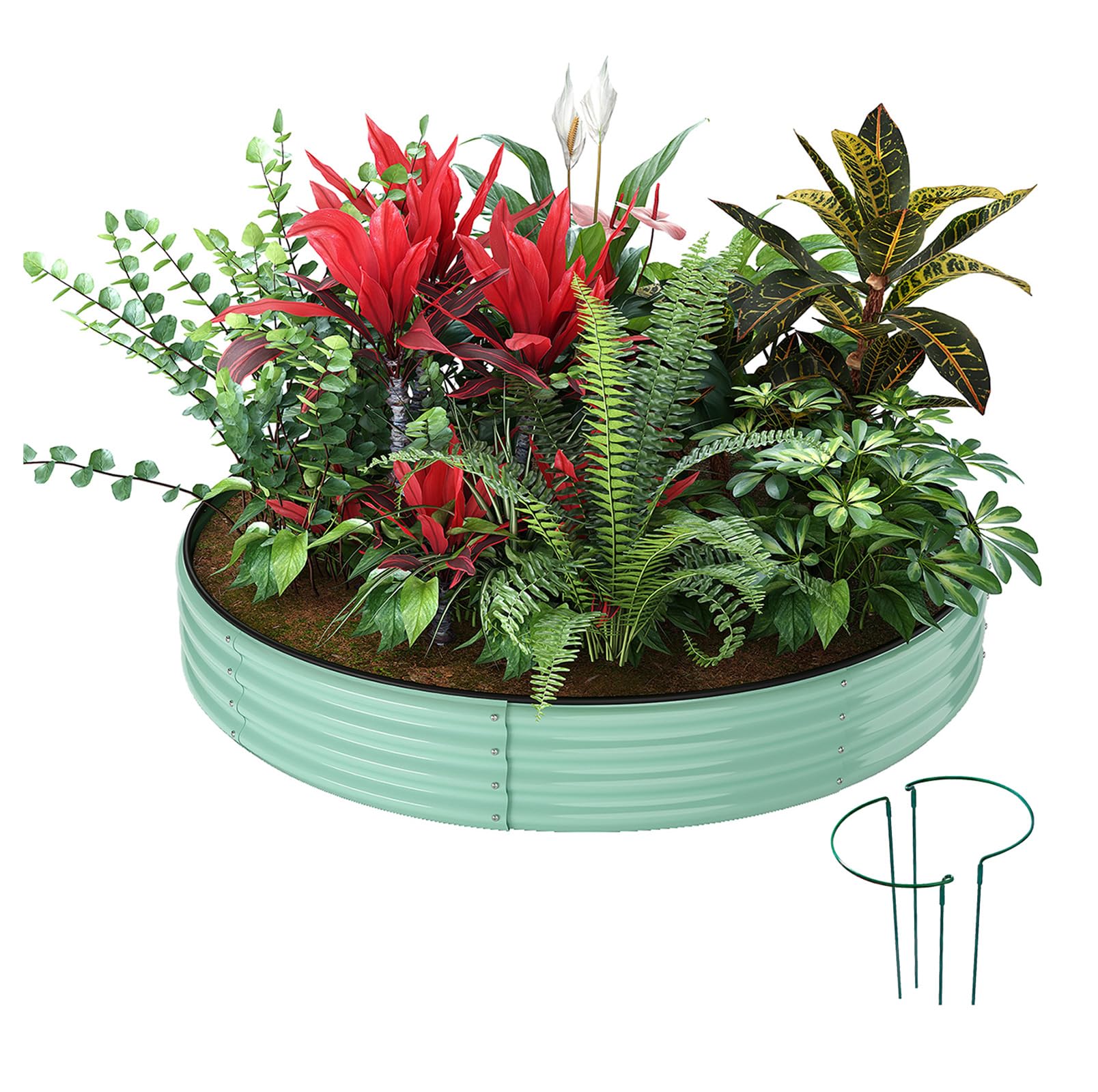 ZFHgarden front view round planter showing durable galvanized finish and elegant profile