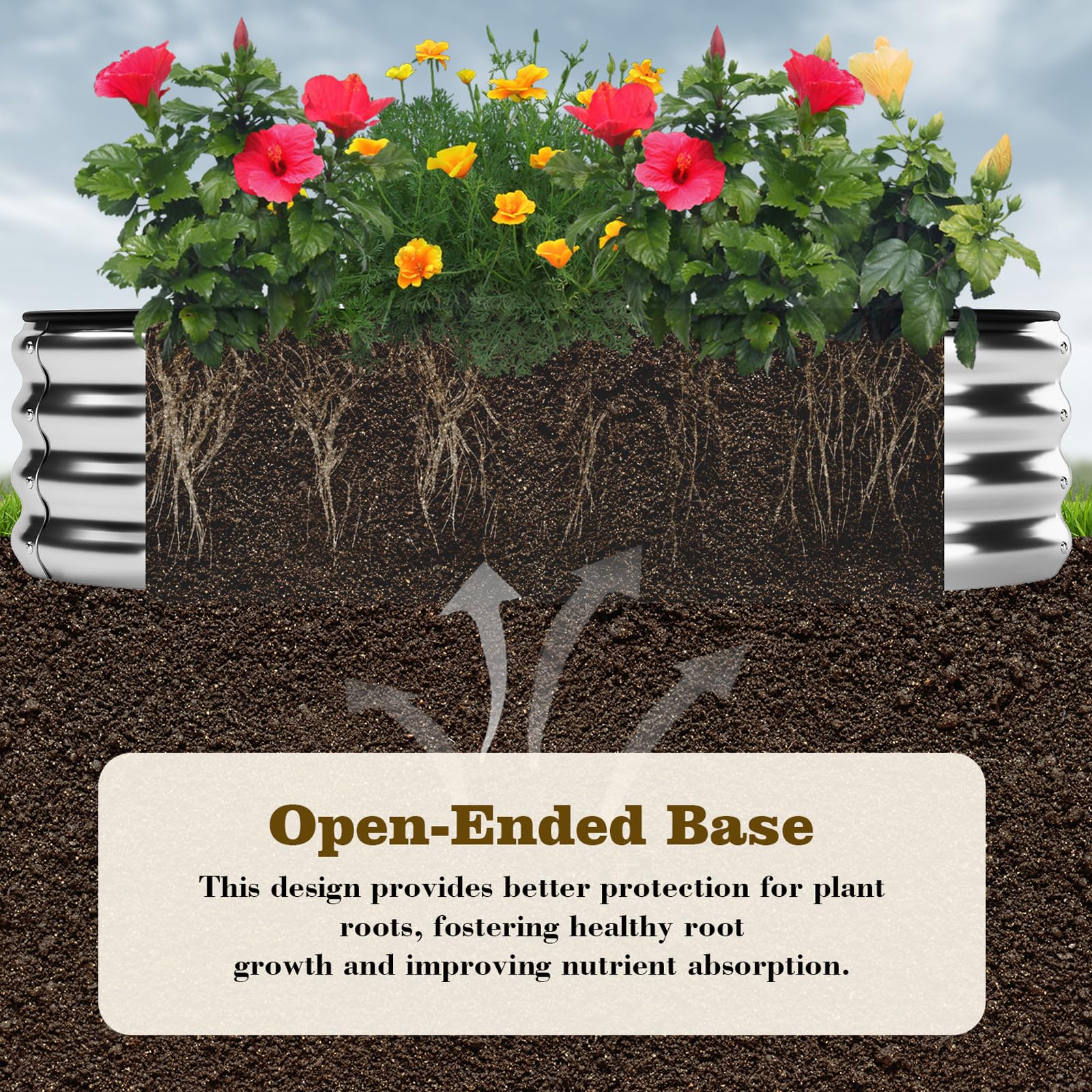 ZFHgarden open-base view showing drainage feature and improved root aeration benefit