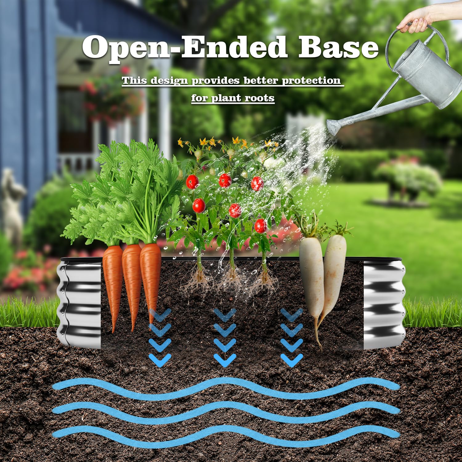ZFHgarden planter next to ruler to show scale and useful 8x2x1 ft dimensions