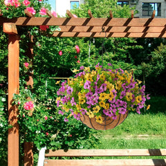 ZFProcess assembled basket hanging on porch adding color and hassle-free decor