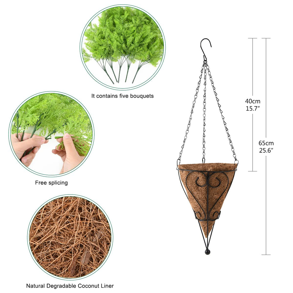 ZFProcess metal basket lined with coconut coir for secure plant placement and natural look