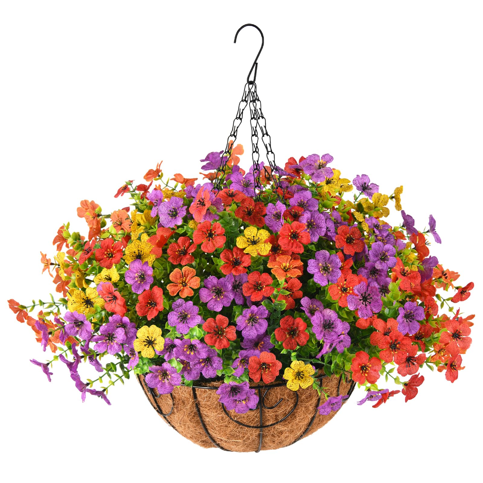 ZFProcess front view of hanging basket showing full floral display and curb appeal