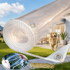 ZGLCQSGY front view of clear vinyl tarp shows durable, transparent protection