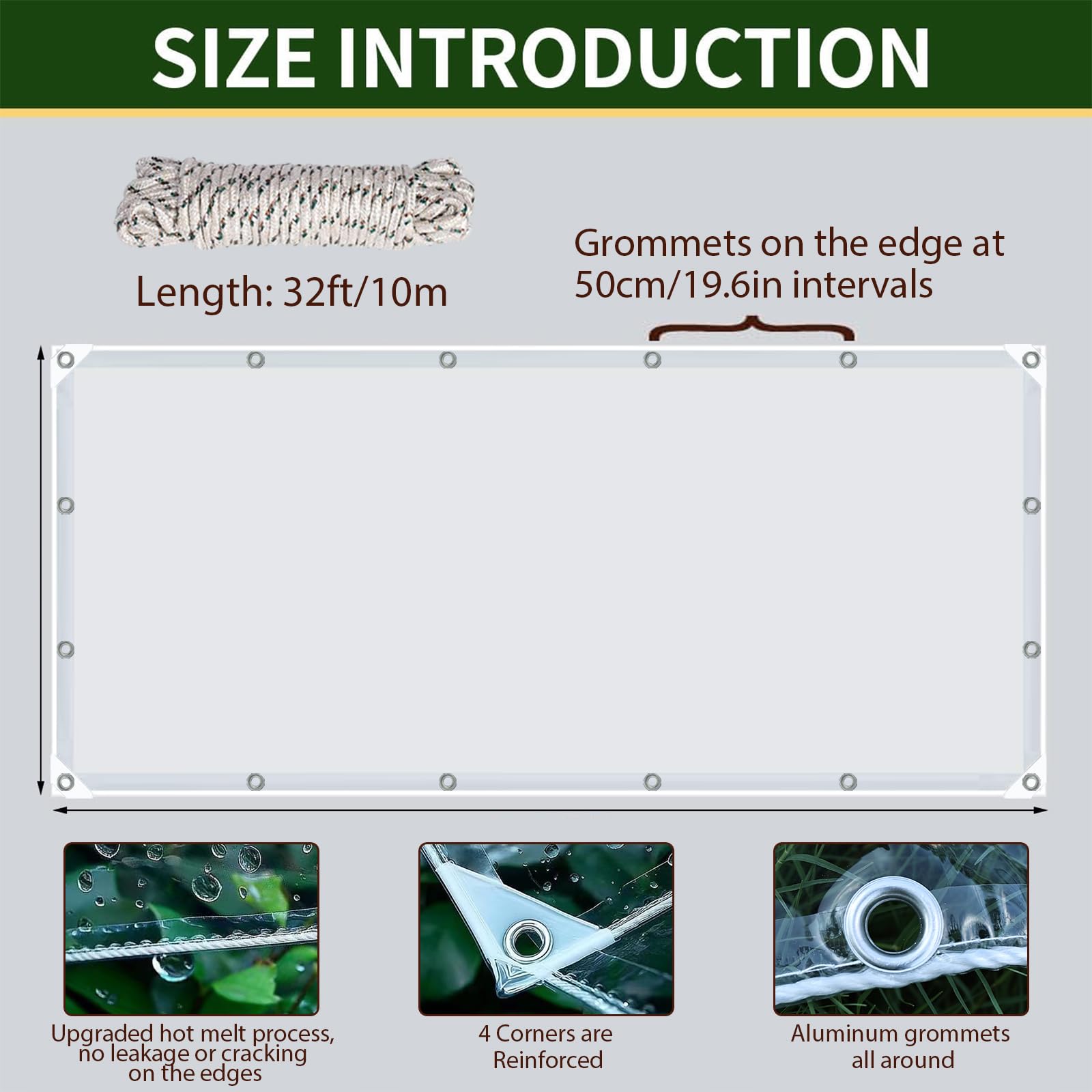 ZGLCQSGY folded tarp packaged with nylon rope included for immediate installation