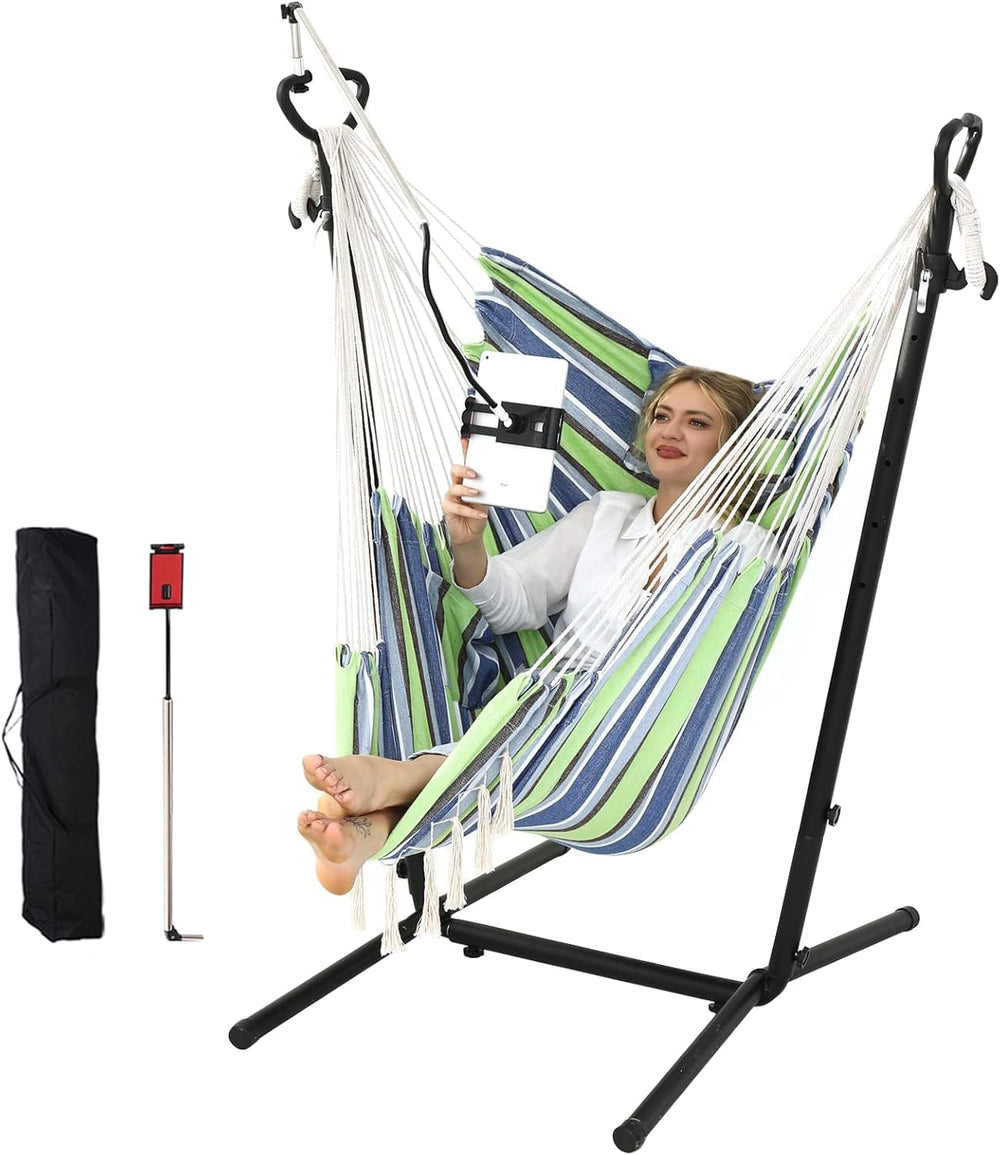 ZGZEYU front view of hammock chair showing bohemian tassels and comfort