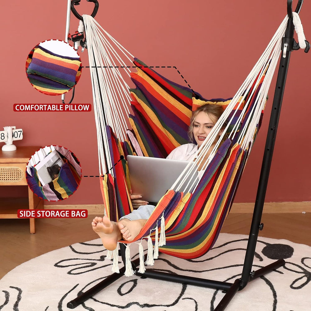 ZGZEYU hammock chair on porch showing relaxing outdoor lifestyle setup