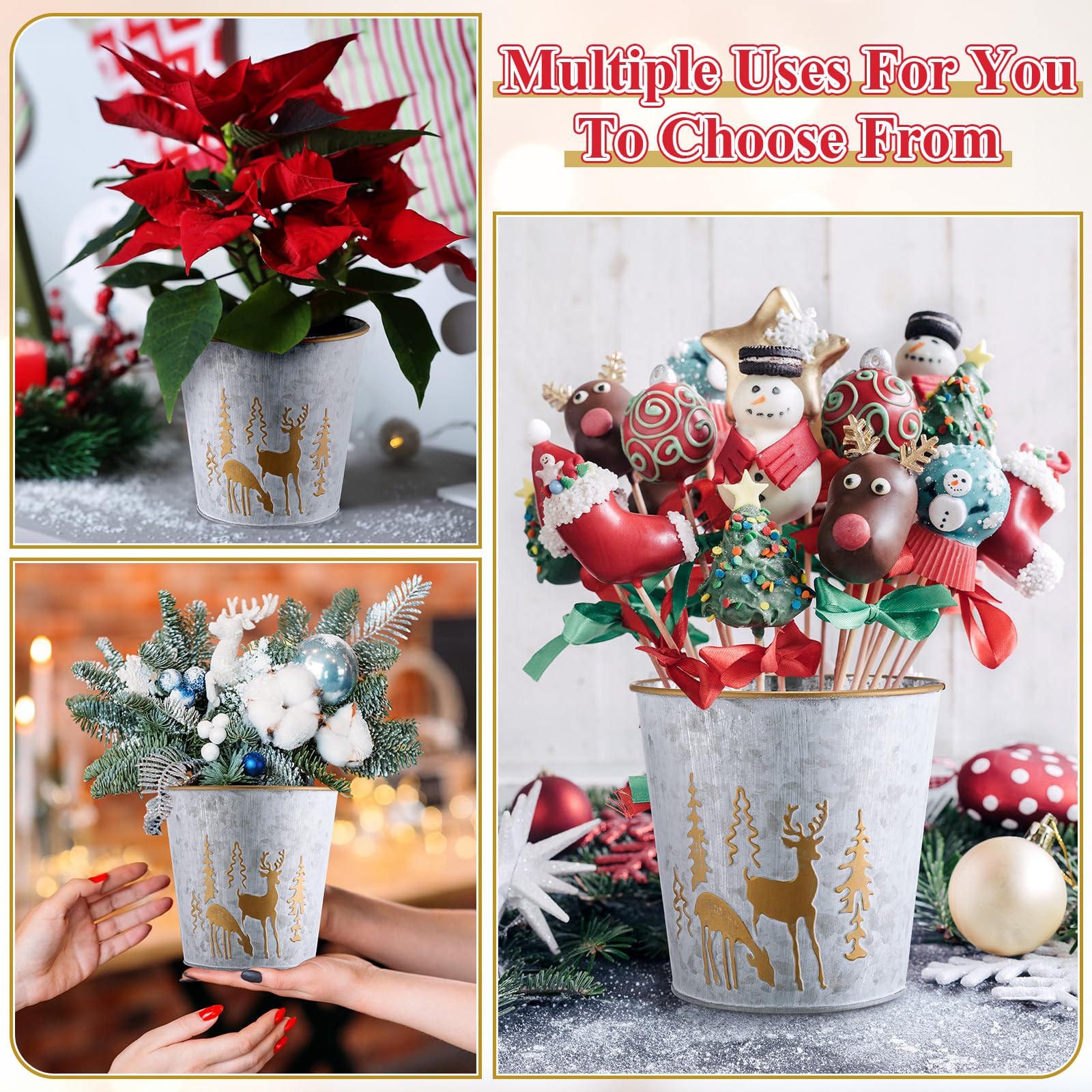 Zhehao group of buckets used as a table centerpiece creating festive atmosphere