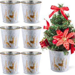 Zhehao front view of Christmas bucket showing festive design and versatile use