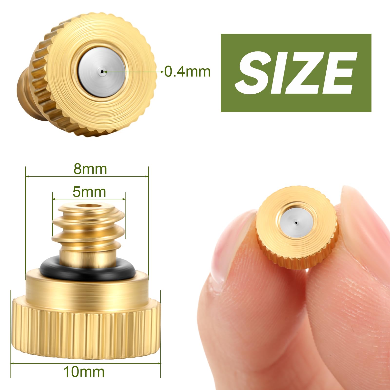 Zhengmy close-up of stainless steel 0.4mm orifice for consistent fine mist and clog resistance