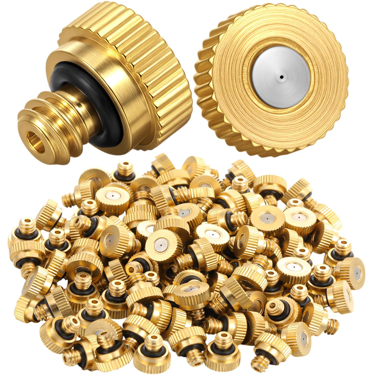 Zhengmy brass nozzles front view showing full 100-piece pack and robust build, durable replacement