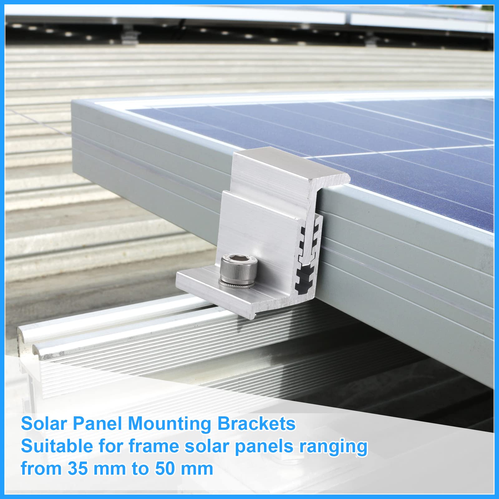 Zhengmy clamps in use on rooftop array illustrating secure PV panel installation