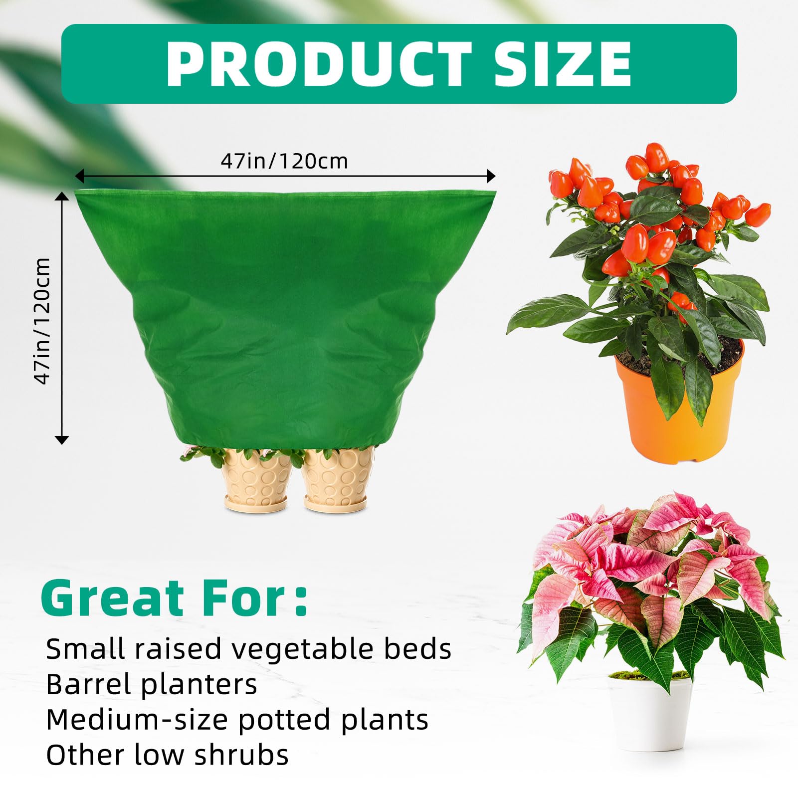 Zhengmy cover in use over a potted shrub providing frost protection benefit