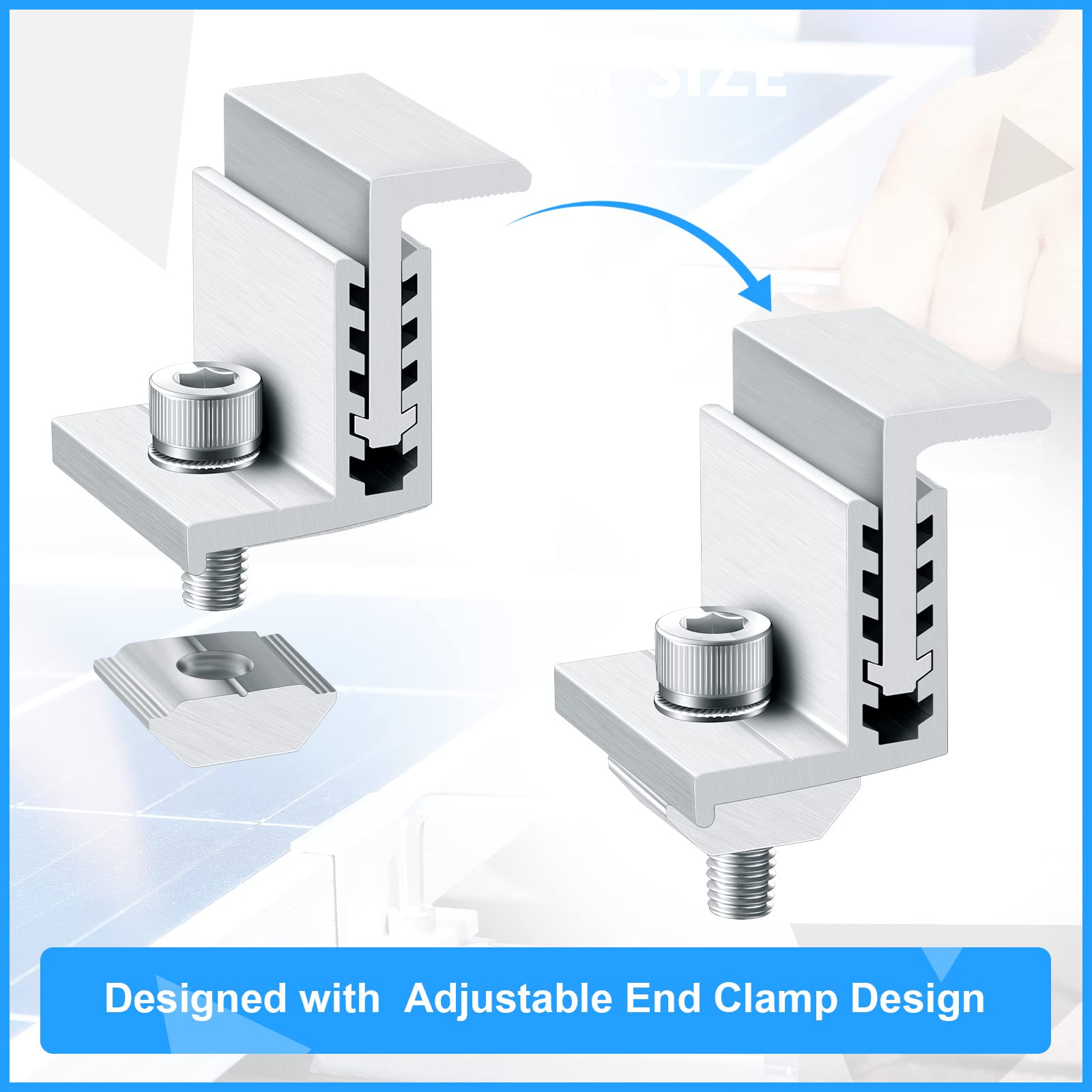 Zhengmy clamp next to ruler showing size range for 35–50 mm panel frames