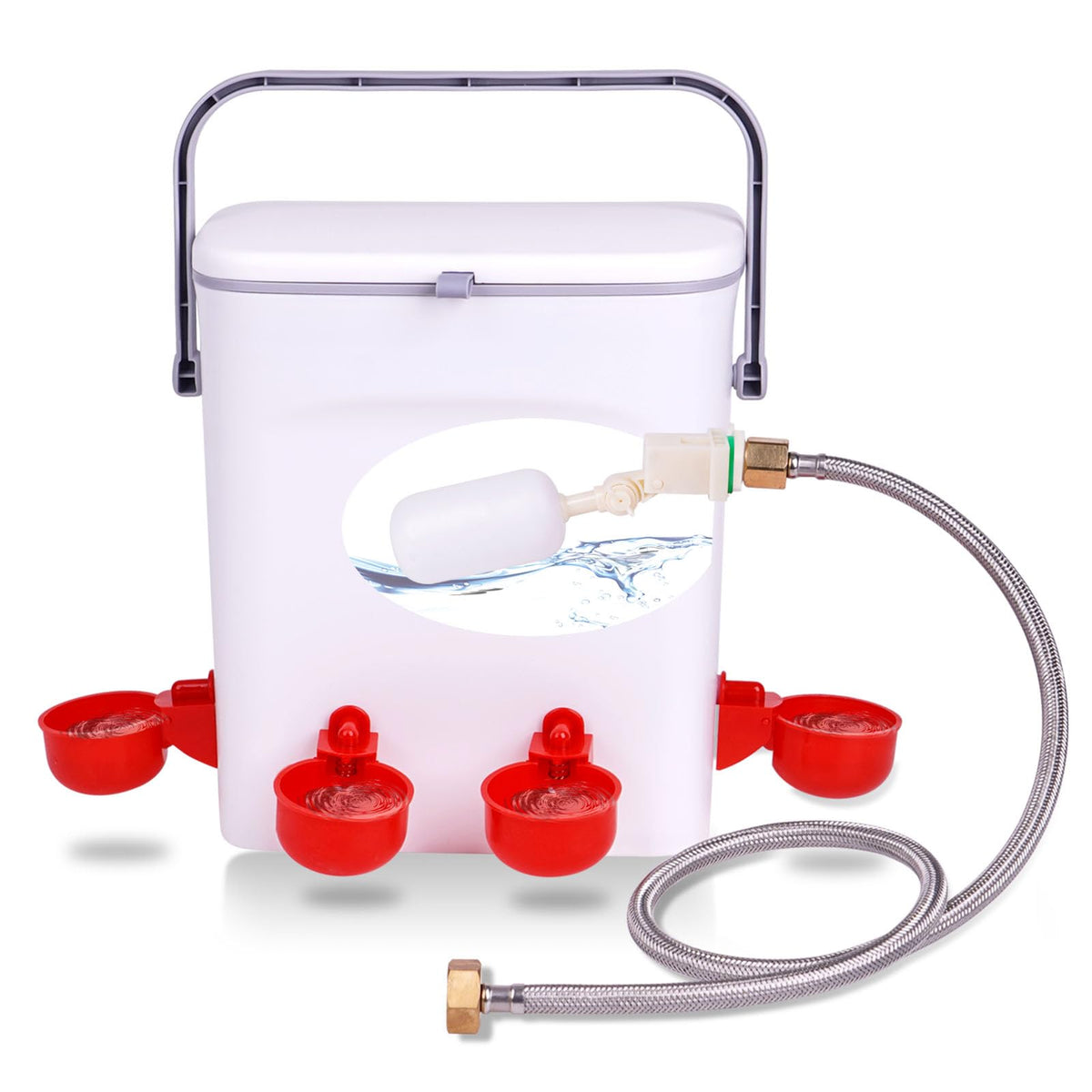 ZHEQOGZH front view of assembled waterer showing compact design and convenience