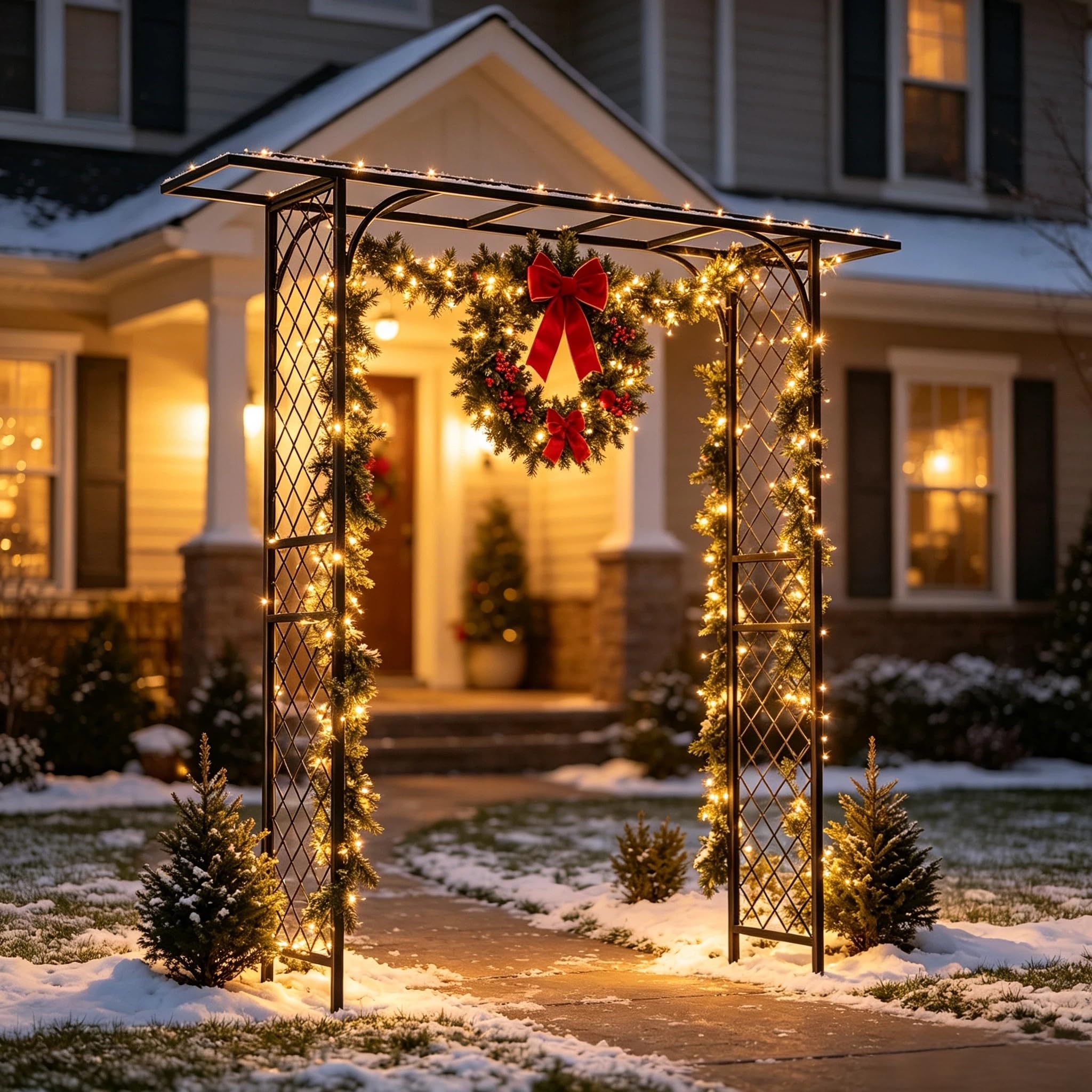 Zhongma arbor in garden setting enhancing pathway and curb appeal