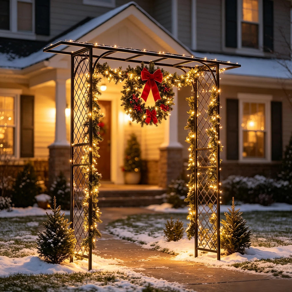Zhongma arbor in garden setting enhancing pathway and curb appeal