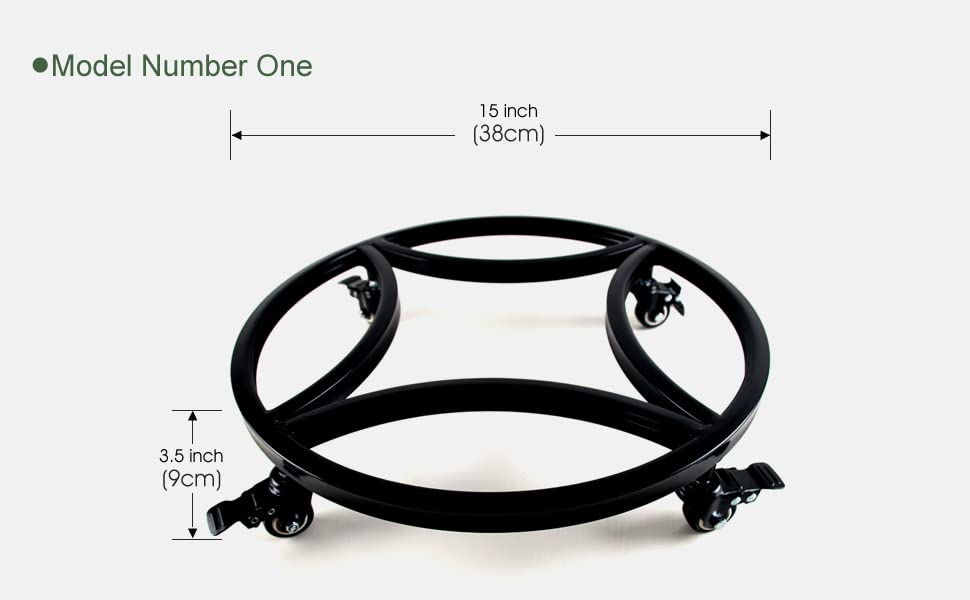 Zhongma side profile of caddy under large planter demonstrating sturdy support