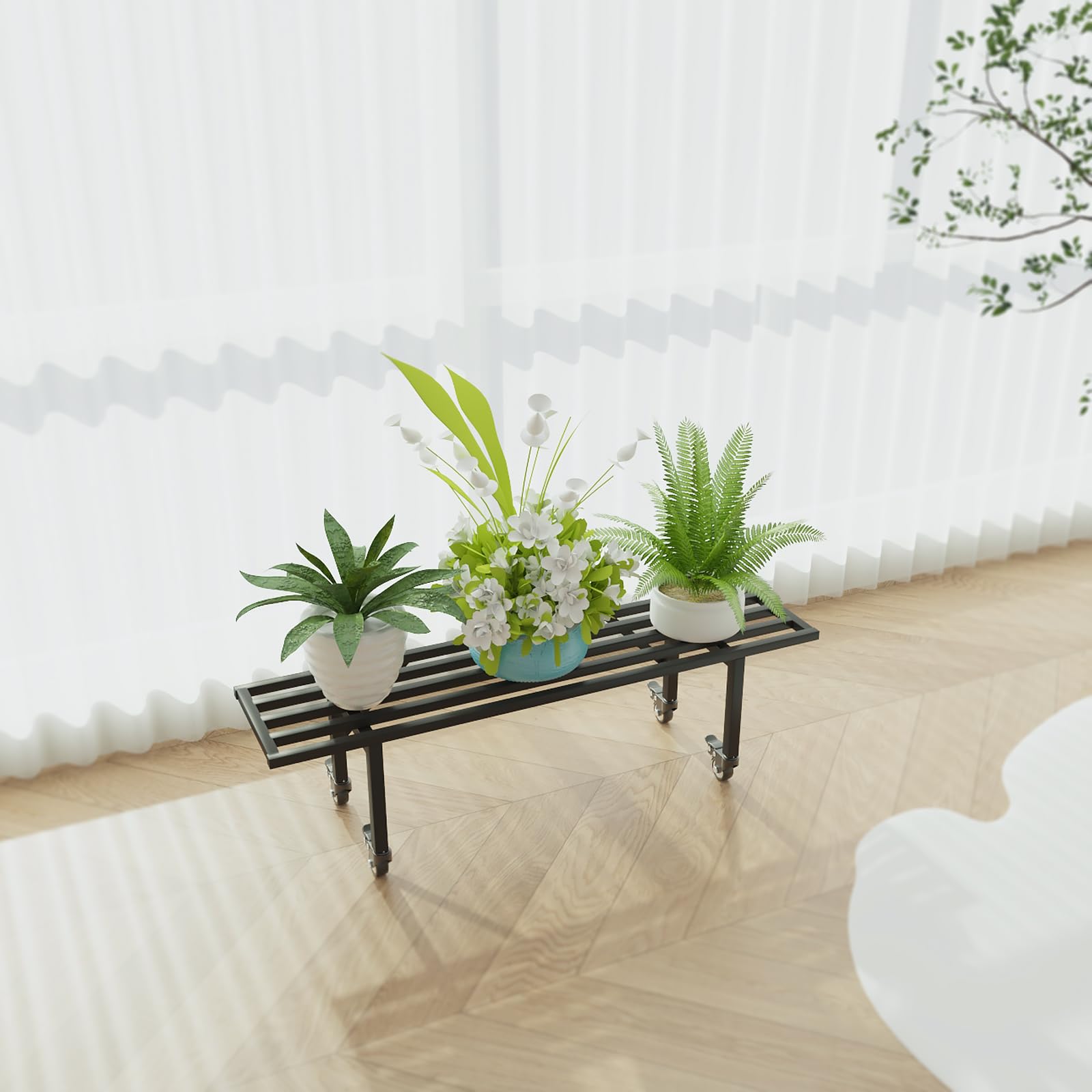 Zhongma lifestyle window display with plants highlighting easy relocation benefit