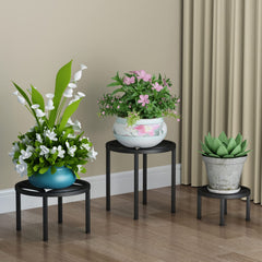 Zhongma front view of three metal plant stands showing stability and coordinated styling