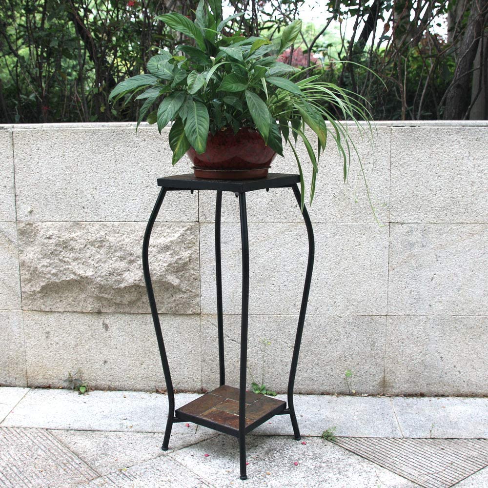 Zhongma plant stand beside pots showing compact footprint and vertical space savings