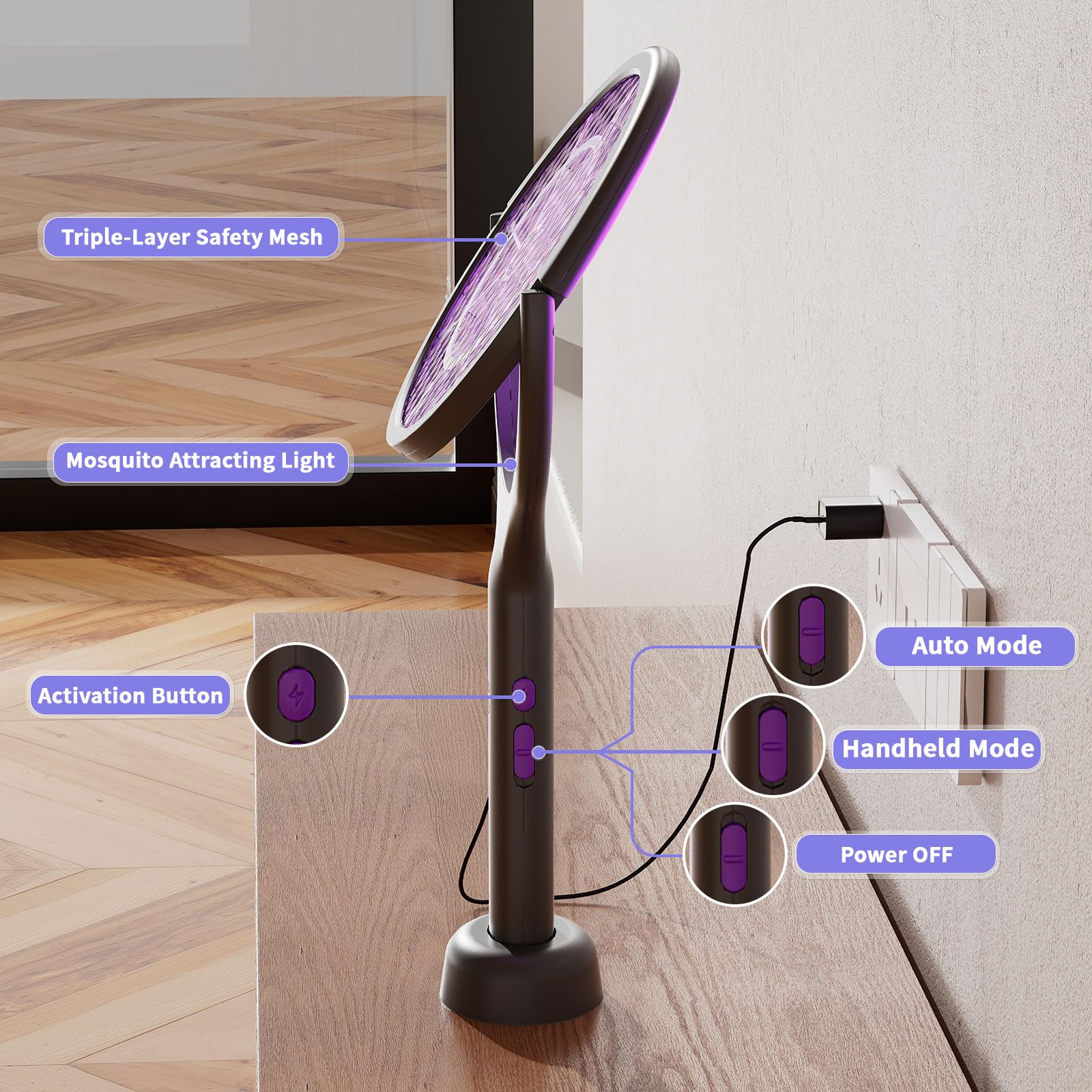 ZHOU HE telescopic handle fully extended for high-reach insect control