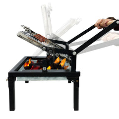 ZICHOUYING front view showing full rotating grill and stable frame benefit