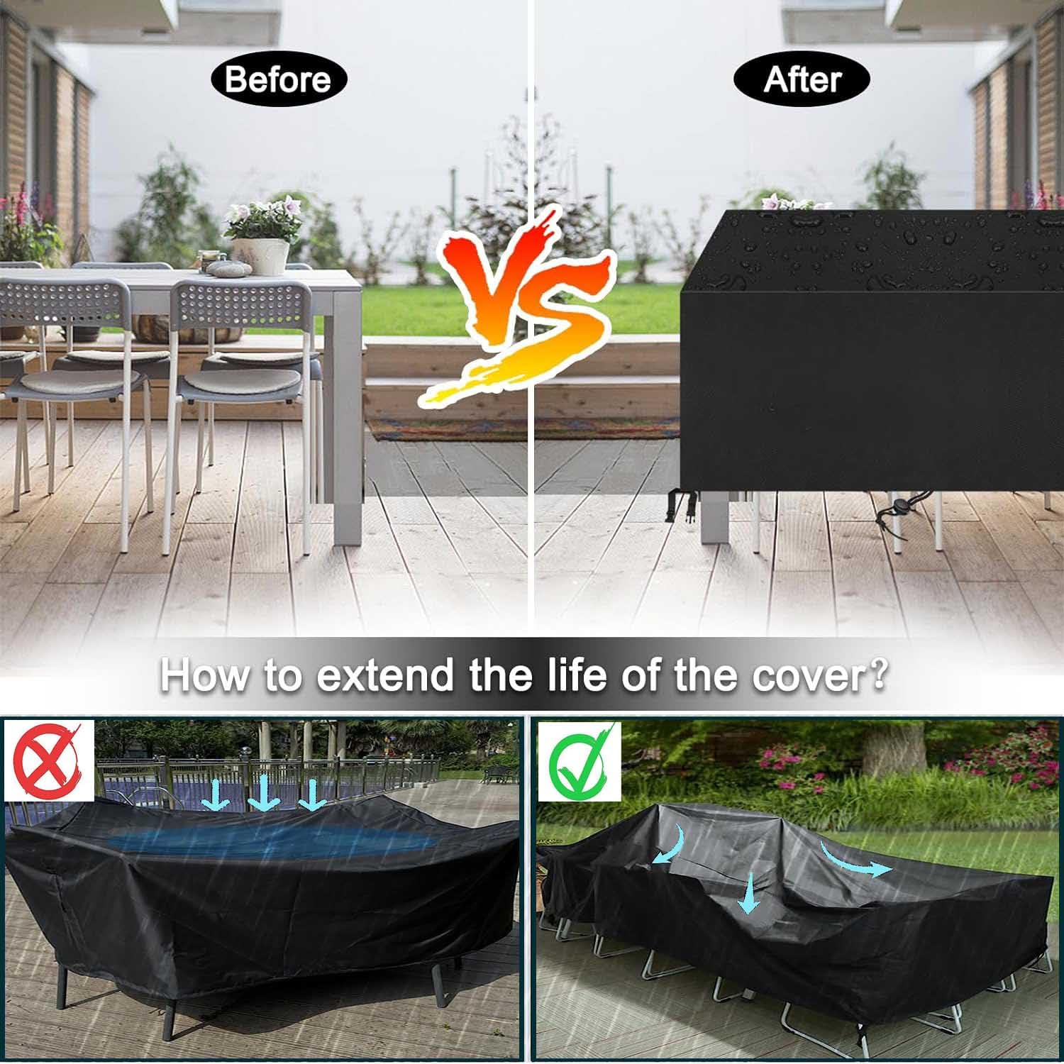 Ziewee covered table in a patio setting protecting furniture from weather