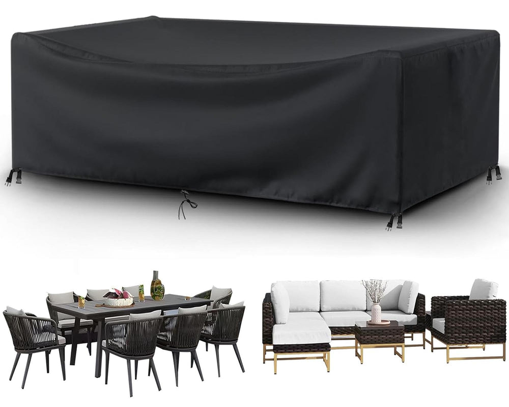 Ziewee front view showing full rectangular table cover protecting furniture