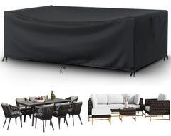 Ziewee front view showing full rectangular table cover protecting furniture