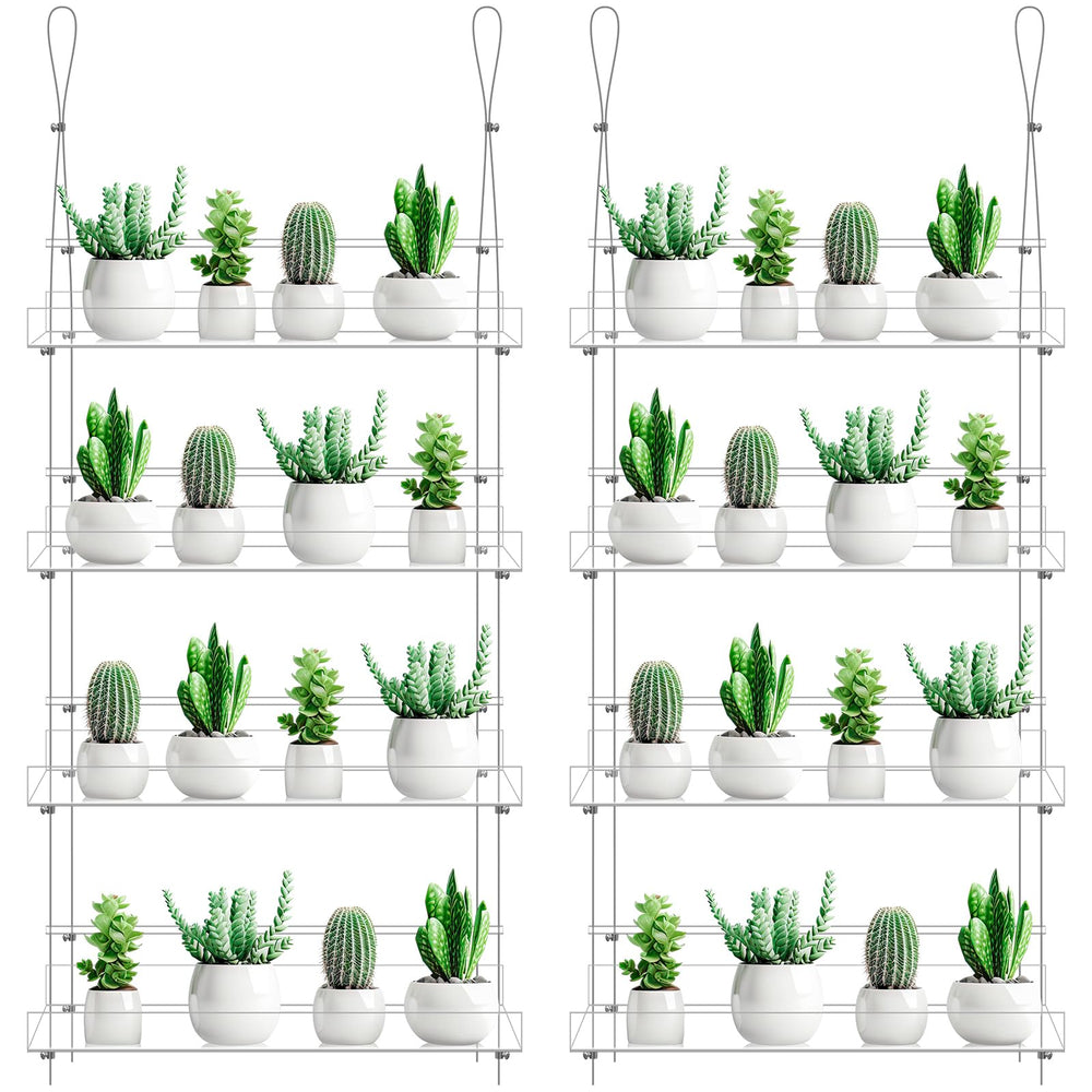 Ziliny front view of clear hanging window shelves showing clean display benefit