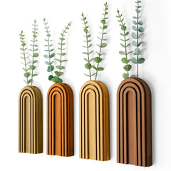 Ziliny front view mixed colors showing four boho wood planters and instant decor appeal