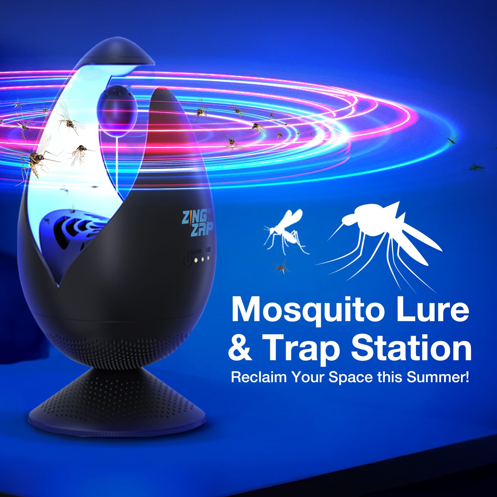 ZingZap closeup blue light lens attracting mosquitoes effectively