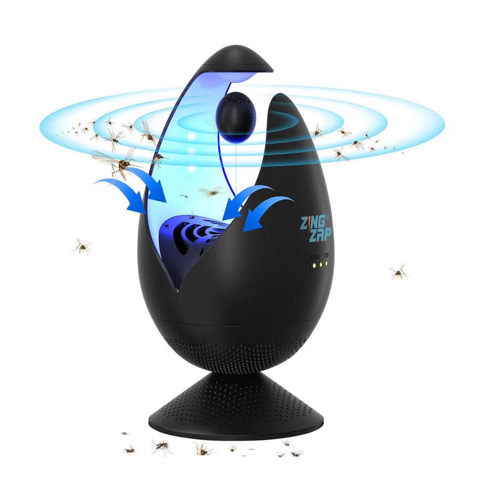 ZingZap front view showing compact trap capturing mosquitoes safely